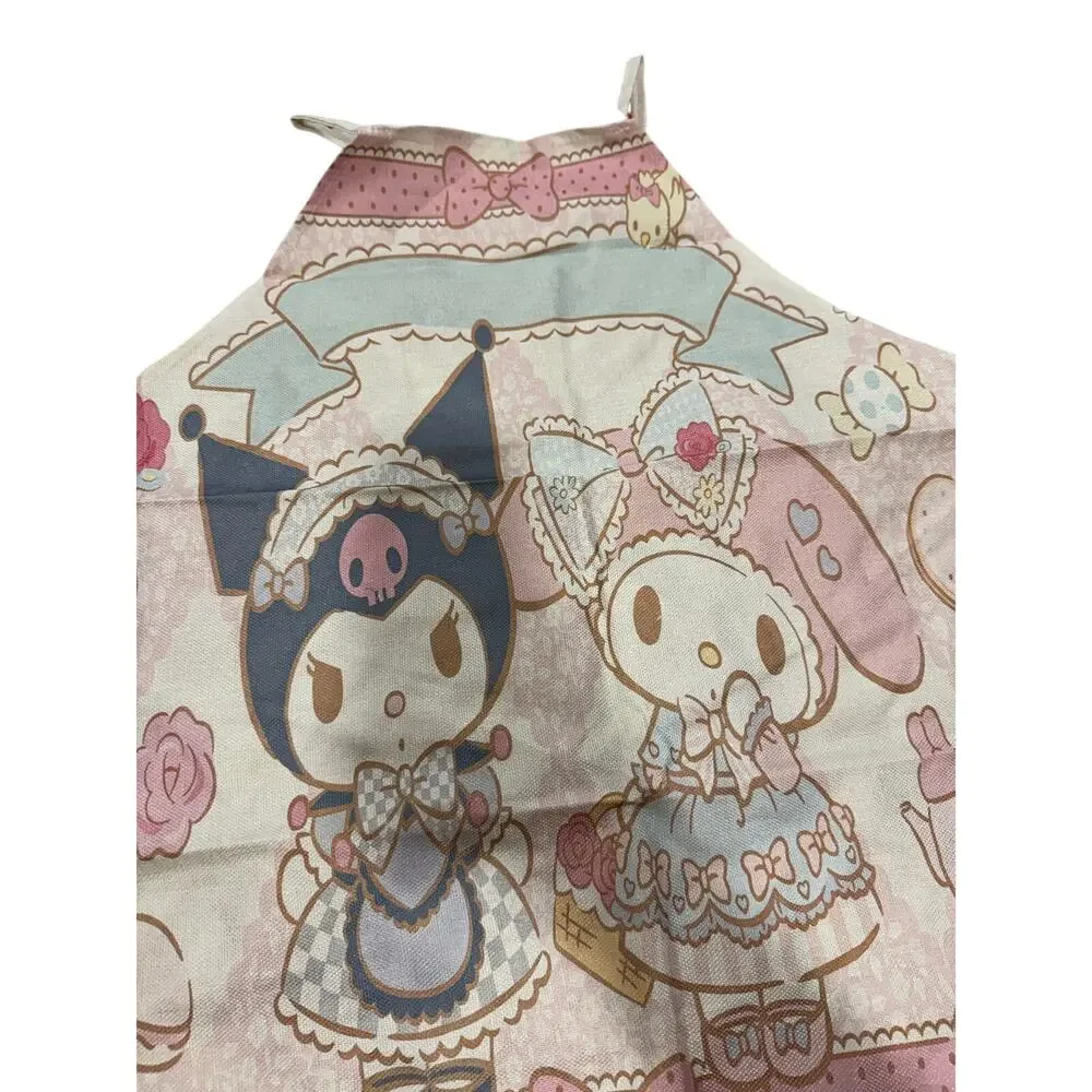 Sanrio My Melody and Kuromi apron with pink and white in Lolita dresses